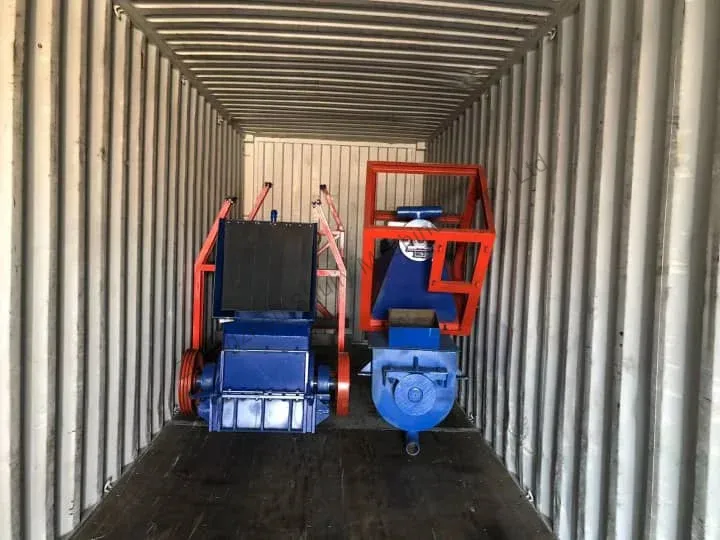 machine in the container for delivery