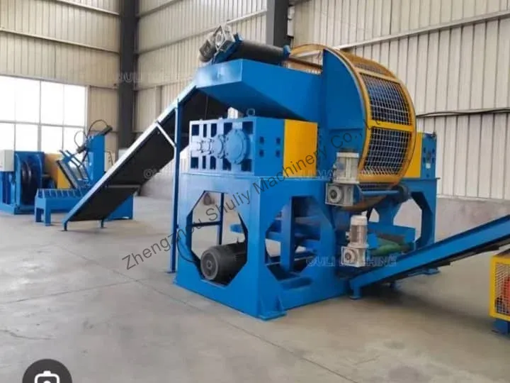 rubber tire shredder with conveyor belt