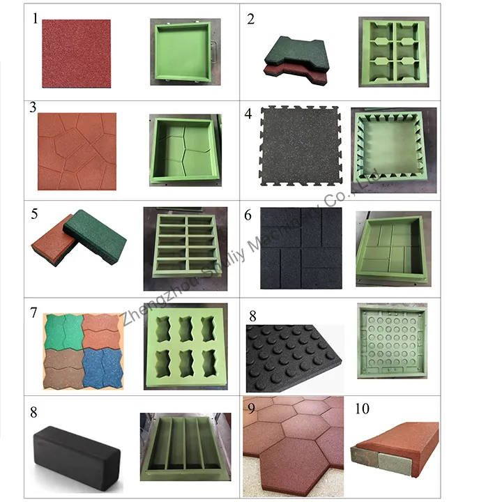 rubber tile molds and final rubber brick pavers